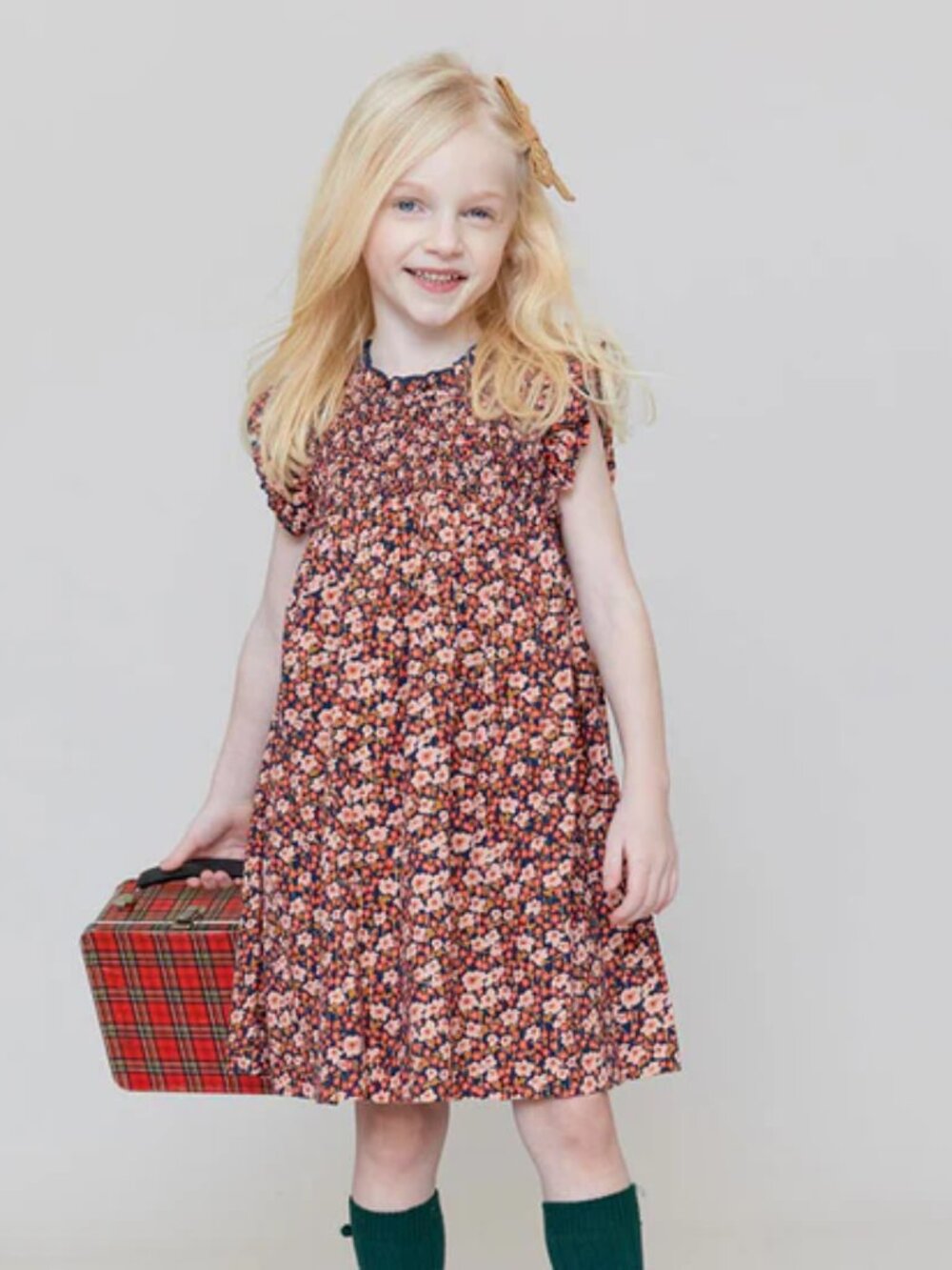 Pink Chicken Stevie Dress in Navy Ditsy Floral Size 4Y